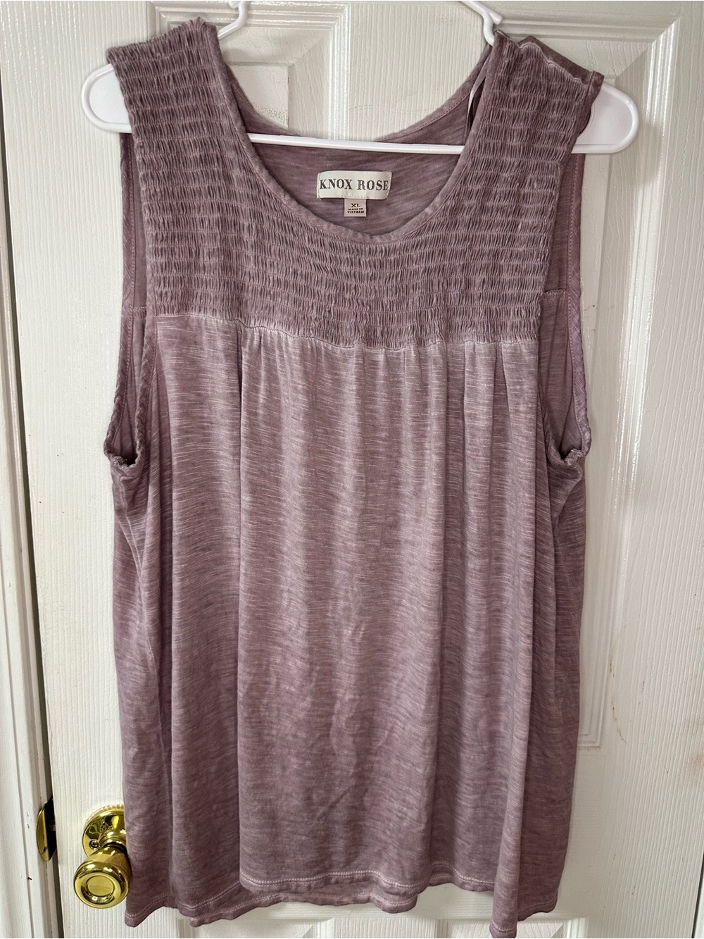 Knox Rose Dusty Mauve Smocked Yoke Tank Top